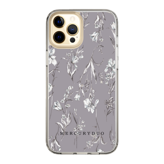 Slim Protection Case［ MERCURYDUO - BotanicalFlower - Grey ］