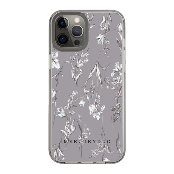 Slim Protection Case［ MERCURYDUO - BotanicalFlower - Grey ］