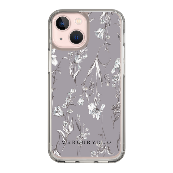 Slim Protection Case［ MERCURYDUO - BotanicalFlower - Grey ］