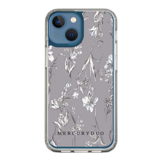 Slim Protection Case［ MERCURYDUO - BotanicalFlower - Grey ］