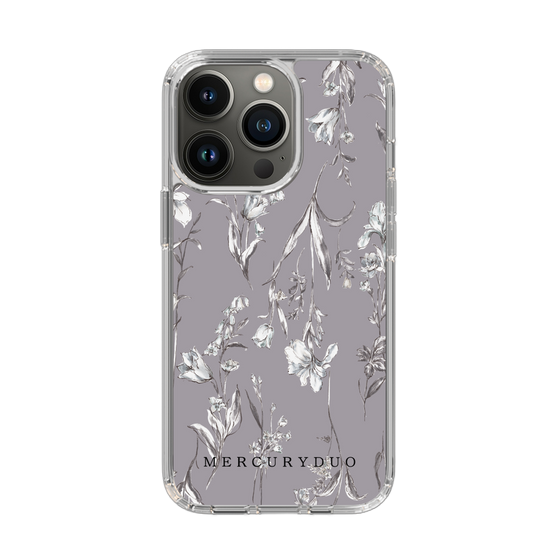 Slim Protection Case［ MERCURYDUO - BotanicalFlower - Grey ］
