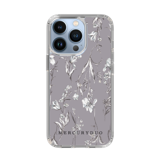 Slim Protection Case［ MERCURYDUO - BotanicalFlower - Grey ］