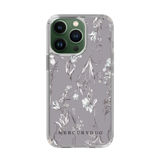 Slim Protection Case［ MERCURYDUO - BotanicalFlower - Grey ］