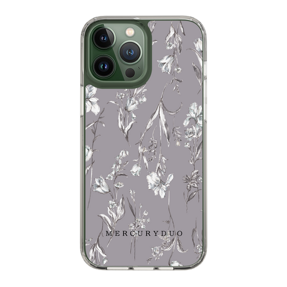 Slim Protection Case［ MERCURYDUO - BotanicalFlower - Grey ］