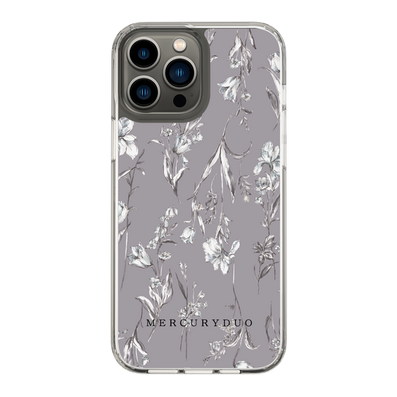 Slim Protection Case［ MERCURYDUO - BotanicalFlower - Grey ］