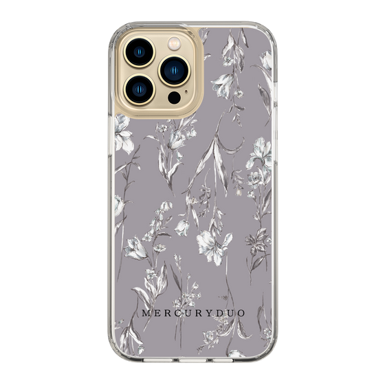 Slim Protection Case［ MERCURYDUO - BotanicalFlower - Grey ］