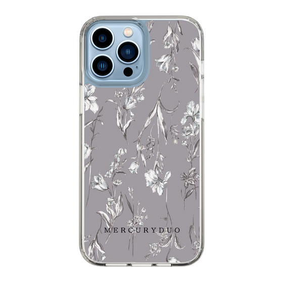 Slim Protection Case［ MERCURYDUO - BotanicalFlower - Grey ］
