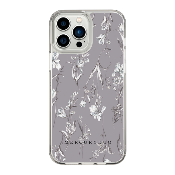 Slim Protection Case［ MERCURYDUO - BotanicalFlower - Grey ］