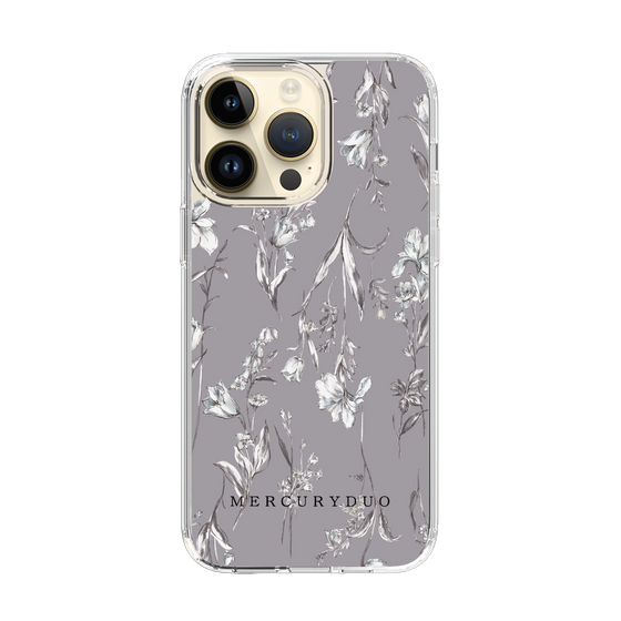 Slim Protection Case［ MERCURYDUO - BotanicalFlower - Grey ］