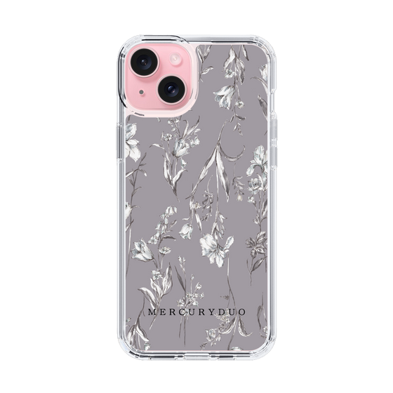 Slim Protection Case［ MERCURYDUO - BotanicalFlower - Grey ］