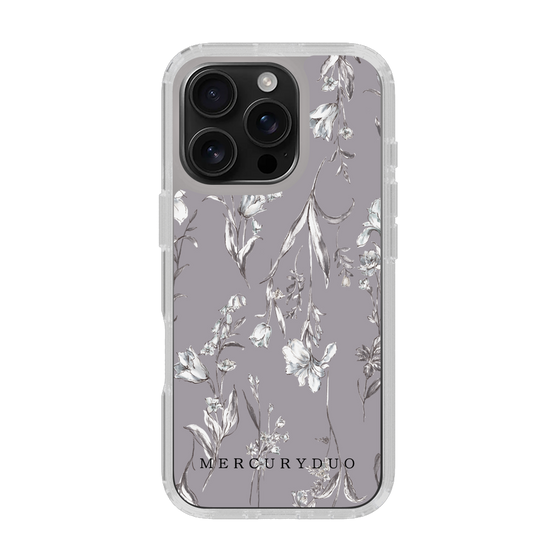 Slim Protection Case［ MERCURYDUO - BotanicalFlower - Grey ］