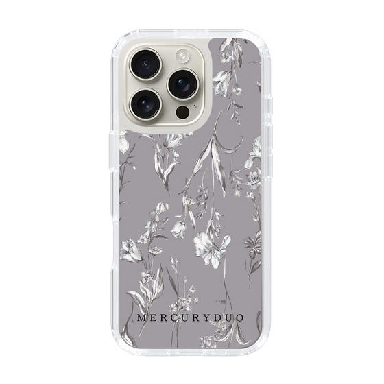 Slim Protection Case［ MERCURYDUO - BotanicalFlower - Grey ］