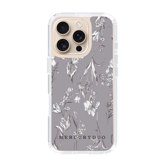 Slim Protection Case［ MERCURYDUO - BotanicalFlower - Grey ］