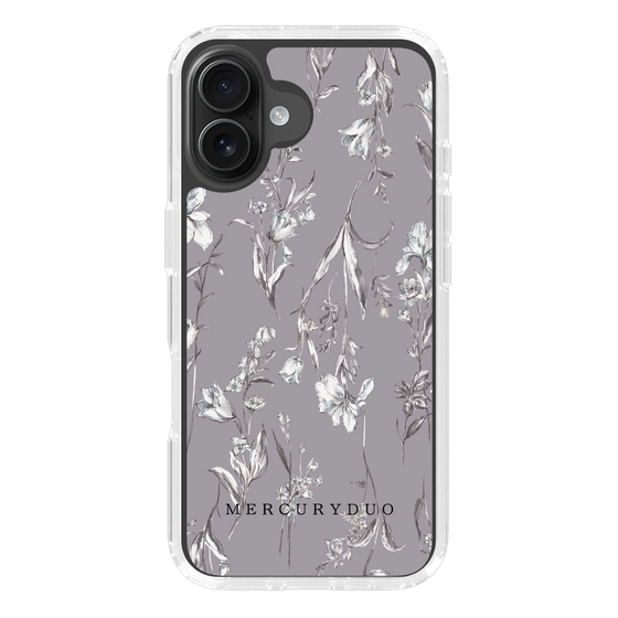 Slim Protection Case［ MERCURYDUO - BotanicalFlower - Grey ］