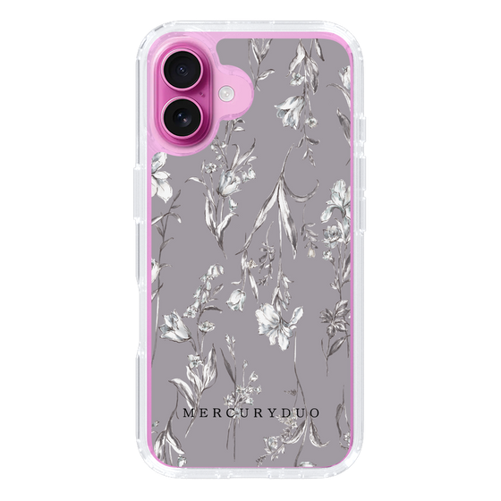 Slim Protection Case［ MERCURYDUO - BotanicalFlower - Grey ］