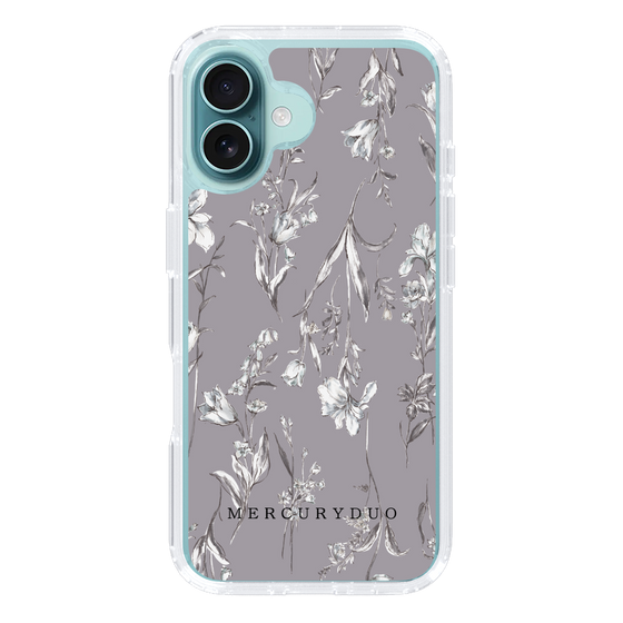 Slim Protection Case［ MERCURYDUO - BotanicalFlower - Grey ］