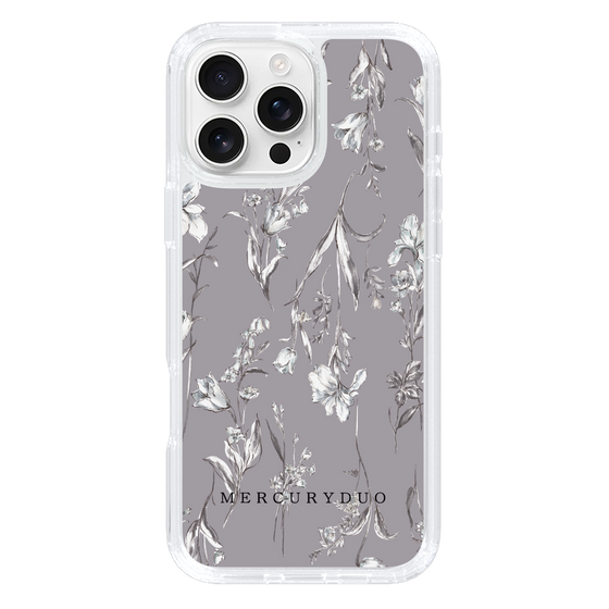 Slim Protection Case［ MERCURYDUO - BotanicalFlower - Grey ］