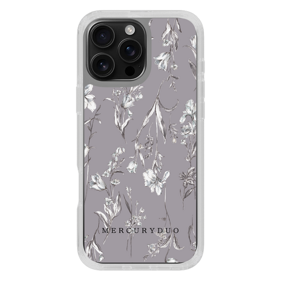 Slim Protection Case［ MERCURYDUO - BotanicalFlower - Grey ］