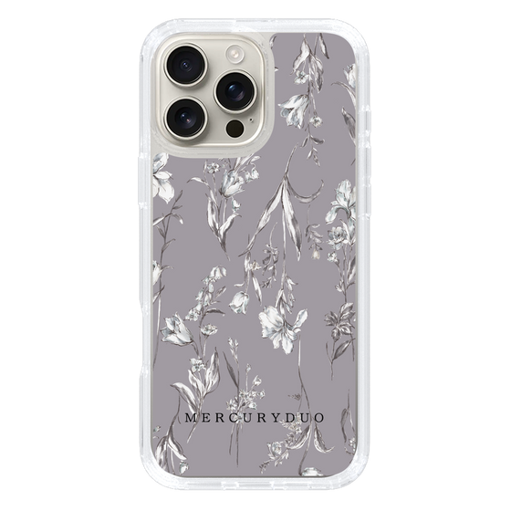 Slim Protection Case［ MERCURYDUO - BotanicalFlower - Grey ］