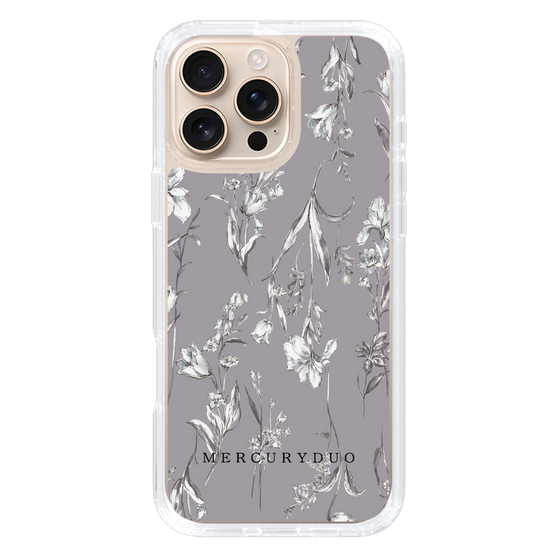 Slim Protection Case［ MERCURYDUO - BotanicalFlower - Grey ］