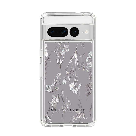 Slim Protection Case［ MERCURYDUO - BotanicalFlower - Grey ］
