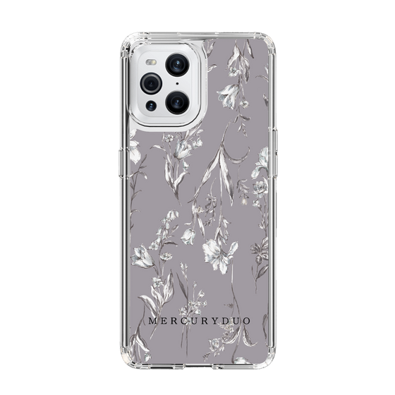Slim Protection Case［ MERCURYDUO - BotanicalFlower - Grey ］