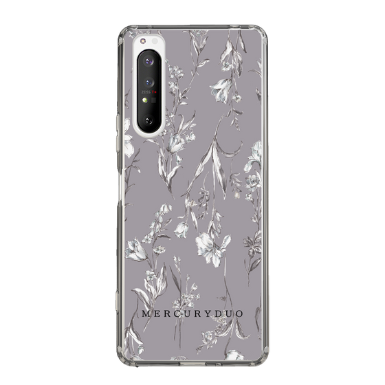 Slim Protection Case［ MERCURYDUO - BotanicalFlower - Grey ］