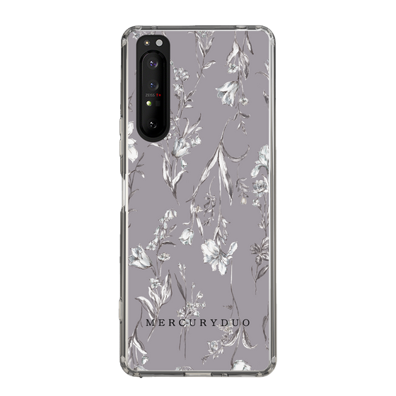 Slim Protection Case［ MERCURYDUO - BotanicalFlower - Grey ］