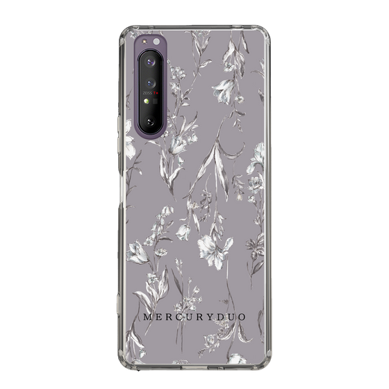 Slim Protection Case［ MERCURYDUO - BotanicalFlower - Grey ］