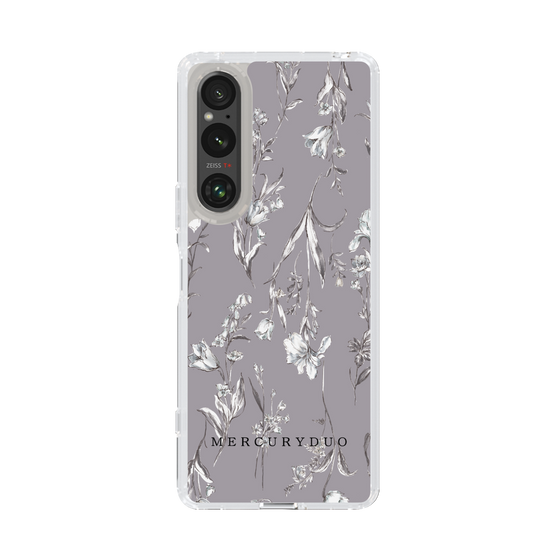 Slim Protection Case［ MERCURYDUO - BotanicalFlower - Grey ］