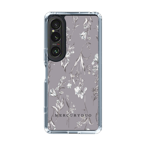 Slim Protection Case［ MERCURYDUO - BotanicalFlower - Grey ］