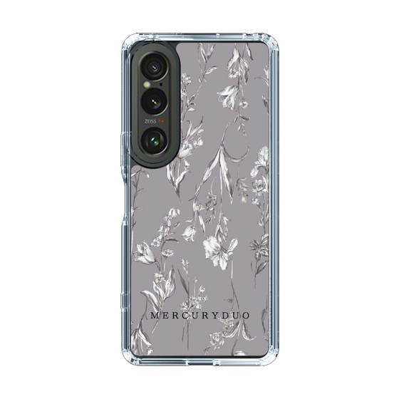 Slim Protection Case［ MERCURYDUO - BotanicalFlower - Grey ］