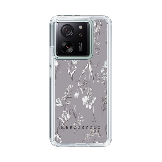 Slim Protection Case［ MERCURYDUO - BotanicalFlower - Grey ］