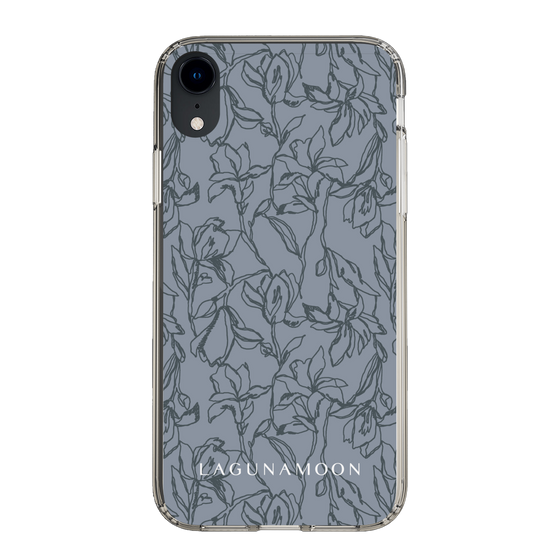 Slim Protection Case［ LAGUNAMOON - FlowerPattern - Dark blue ］