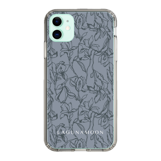 Slim Protection Case［ LAGUNAMOON - FlowerPattern - Dark blue ］