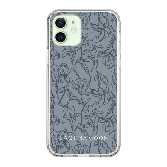 Slim Protection Case［ LAGUNAMOON - FlowerPattern - Dark blue ］