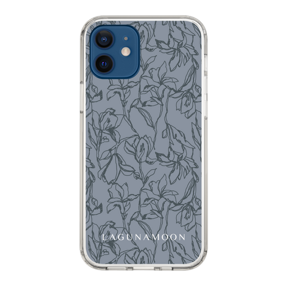 Slim Protection Case［ LAGUNAMOON - FlowerPattern - Dark blue ］
