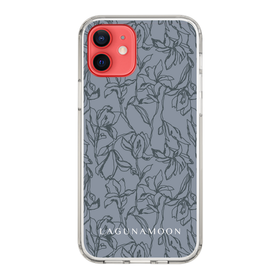 Slim Protection Case［ LAGUNAMOON - FlowerPattern - Dark blue ］