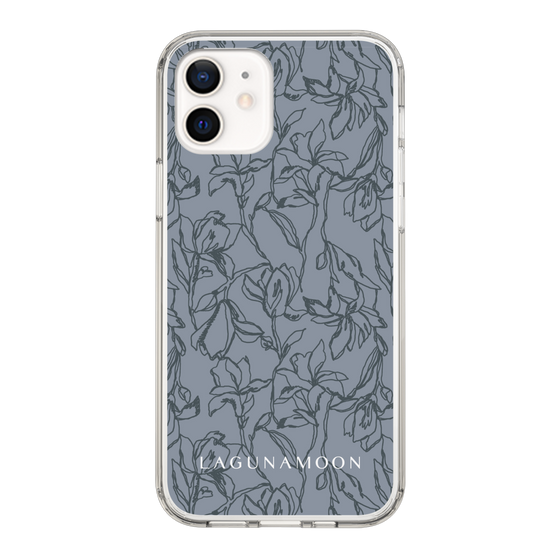 Slim Protection Case［ LAGUNAMOON - FlowerPattern - Dark blue ］