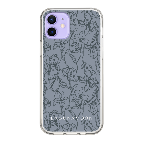 Slim Protection Case［ LAGUNAMOON - FlowerPattern - Dark blue ］