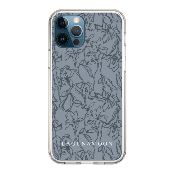 Slim Protection Case［ LAGUNAMOON - FlowerPattern - Dark blue ］