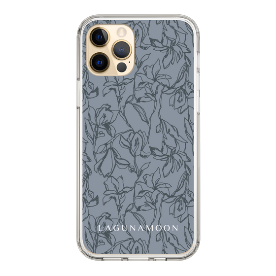 Slim Protection Case［ LAGUNAMOON - FlowerPattern - Dark blue ］