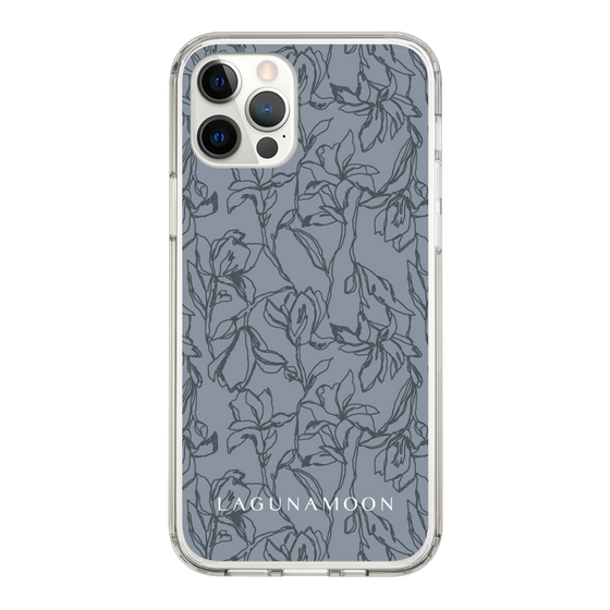 Slim Protection Case［ LAGUNAMOON - FlowerPattern - Dark blue ］