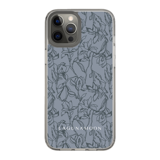 Slim Protection Case［ LAGUNAMOON - FlowerPattern - Dark blue ］