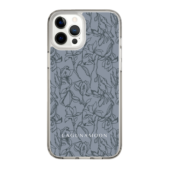 Slim Protection Case［ LAGUNAMOON - FlowerPattern - Dark blue ］