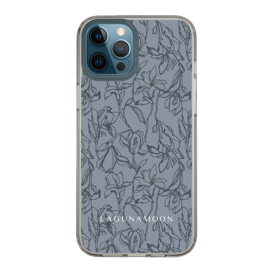 Slim Protection Case［ LAGUNAMOON - FlowerPattern - Dark blue ］