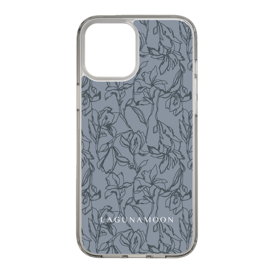 Slim Protection Case［ LAGUNAMOON - FlowerPattern - Dark blue ］