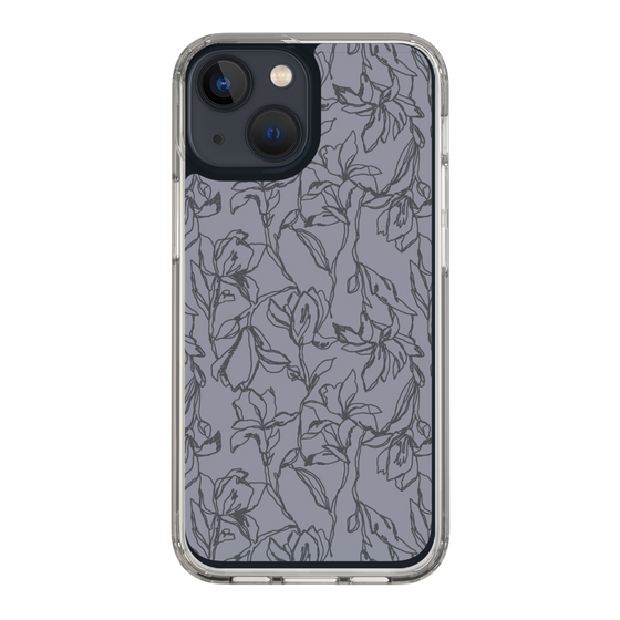 Slim Protection Case［ LAGUNAMOON - FlowerPattern - Dark blue ］