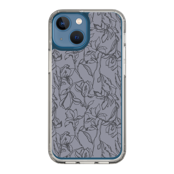 Slim Protection Case［ LAGUNAMOON - FlowerPattern - Dark blue ］