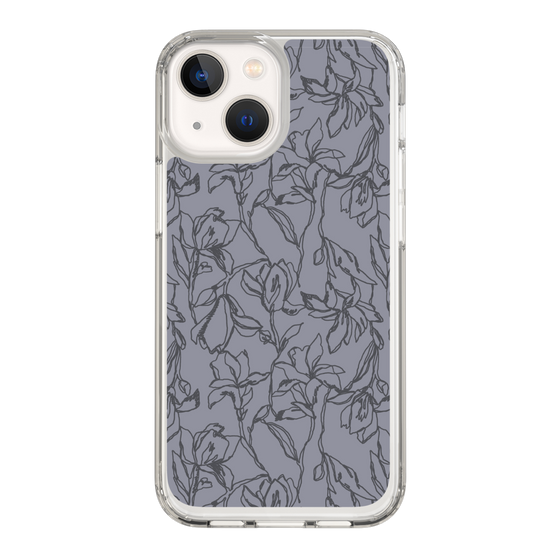 Slim Protection Case［ LAGUNAMOON - FlowerPattern - Dark blue ］